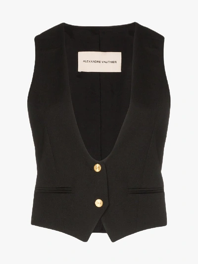 Shop Alexandre Vauthier Collarless Button-down Waistcoat In Black