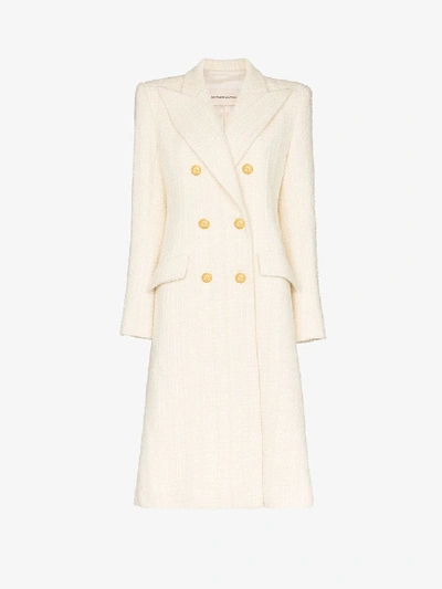 Shop Alexandre Vauthier Structured Double-breasted Wool Coat In White