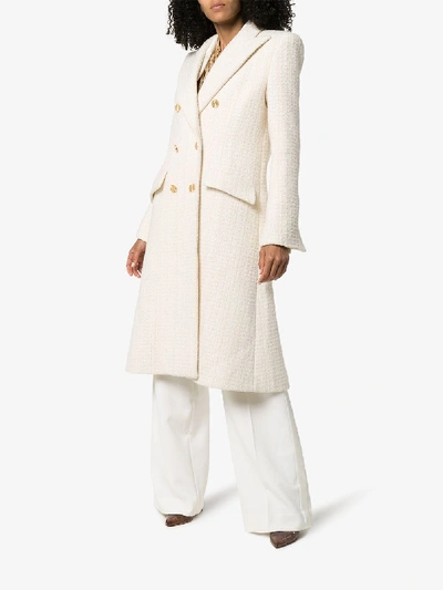 Shop Alexandre Vauthier Structured Double-breasted Wool Coat In White