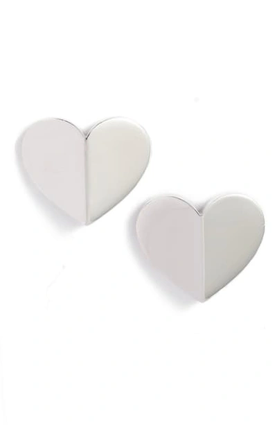 Shop Kate Spade Heart Statement Stud Earrings In Silver