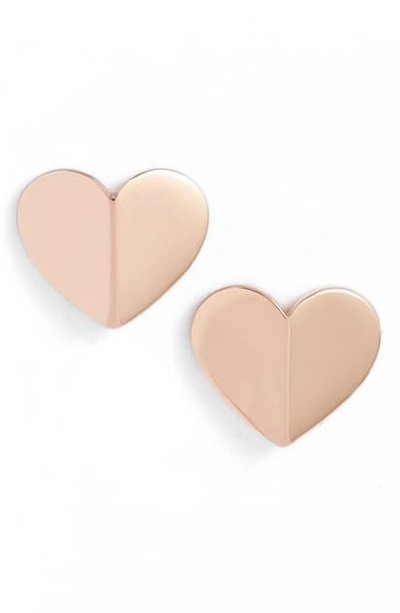 Shop Kate Spade Heart Statement Stud Earrings In Rose Gold