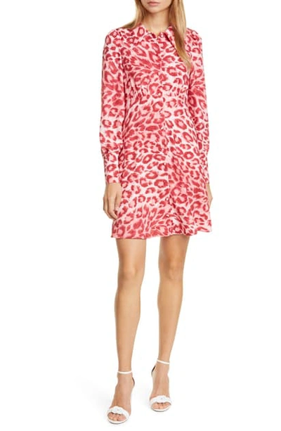 Shop Kate Spade Panthera Long Sleeve Shirtdress In Soft Coral