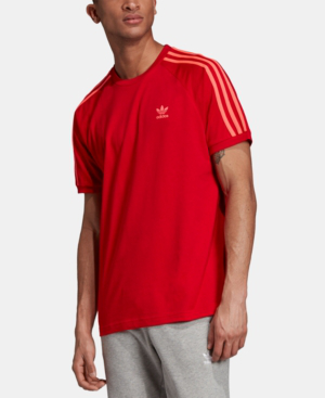 red adidas 3 stripe t shirt