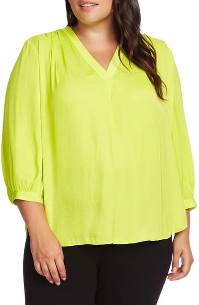 Shop Vince Camuto Rumple Fabric Blouse In Lime Chrome