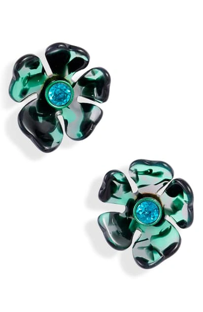 Shop Kate Spade Petal Pushers Stud Earrings In Green Multi