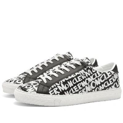 Shop Moncler All Over Print New Monaco Cupsole Sneaker In Black