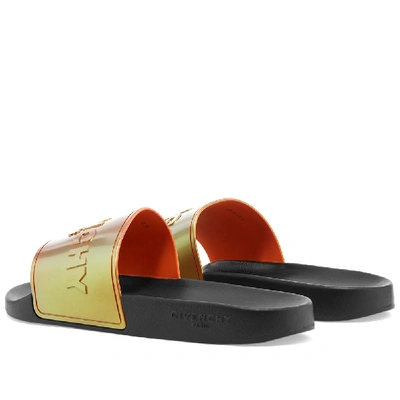 Shop Givenchy Iridescent Logo Slide Sandal In Orange