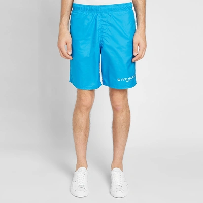 Shop Givenchy Logo Swim Short In Blue