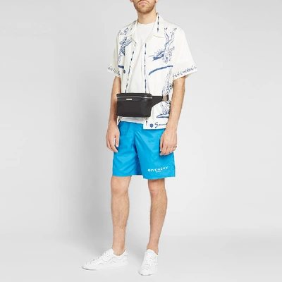 Shop Givenchy Logo Swim Short In Blue