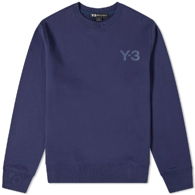 Shop Y-3 Classic Logo Crew Sweat In Blue