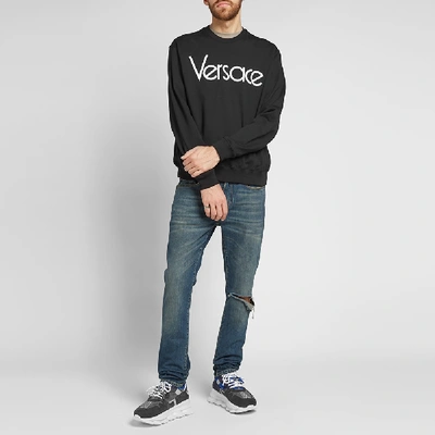 Shop Versace 80s Logo Embroidered Sweat In Black