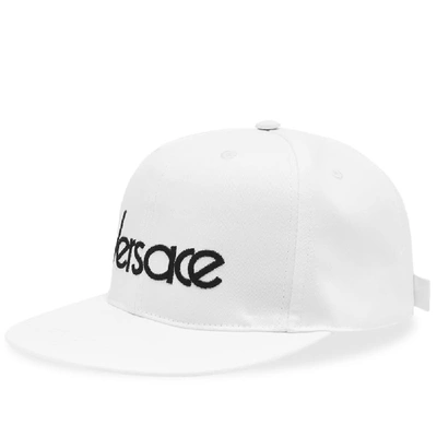 Shop Versace Embroidered Logo Baseball Cap In White