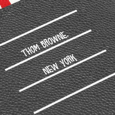 Shop Thom Browne Label Print Pebble Grain Zip Wallet In Black
