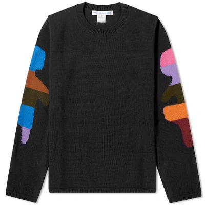 Shop Comme Des Garçons Shirt Comme Des Garcons Shirt Teddy Bear Sleeve Crew Knit In Black