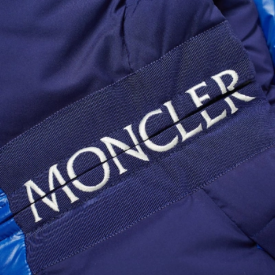 Shop Moncler Bruel Logo Placket Down Jacket In Blue