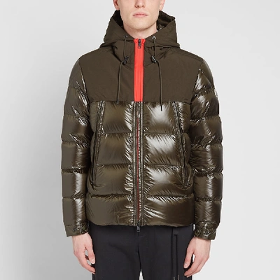 Shop Moncler Eymeric Zip Hooded Down Jacket In Green