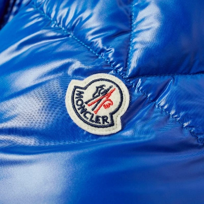 Shop Moncler Bruel Logo Placket Down Jacket In Blue