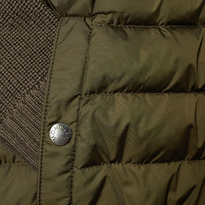 Shop Moncler Knit Hooded Down Jacket In Green