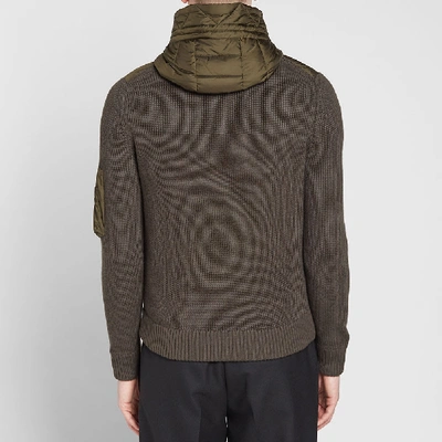 Shop Moncler Knit Hooded Down Jacket In Green