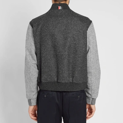 Shop Thom Browne Contrast Shetland Bomber Jacket In Grey