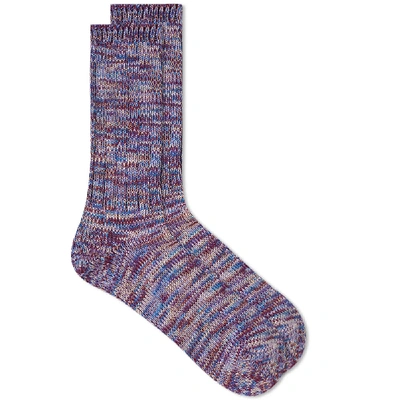 Shop Anonymous Ism 5 Colour Mix Crew Sock In Purple