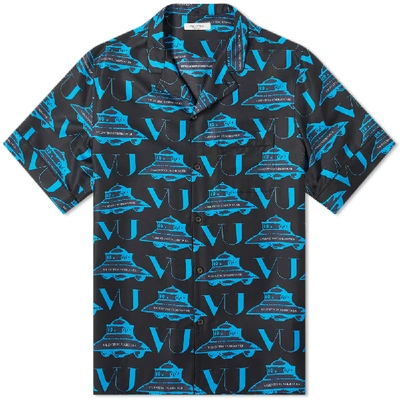 Shop Valentino X Undercover Ufo Vu All Over Print Vacation Shirt In Black