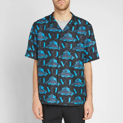 Shop Valentino X Undercover Ufo Vu All Over Print Vacation Shirt In Black