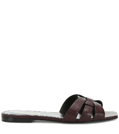 Shop Saint Laurent Tribute Nu Pieds Leather Sandals In Red