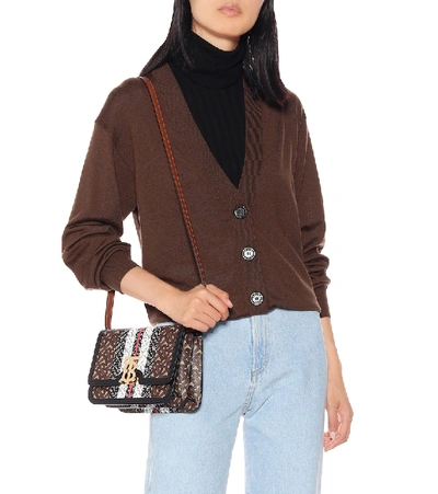Shop Burberry Monogram Stripe Tb Leather Shoulder Bag In Multicoloured
