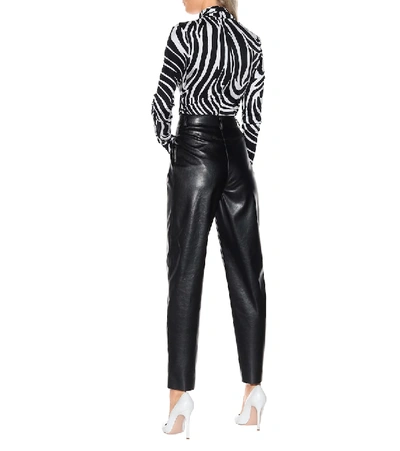 Shop Msgm High-rise Faux Leather Pants In Black