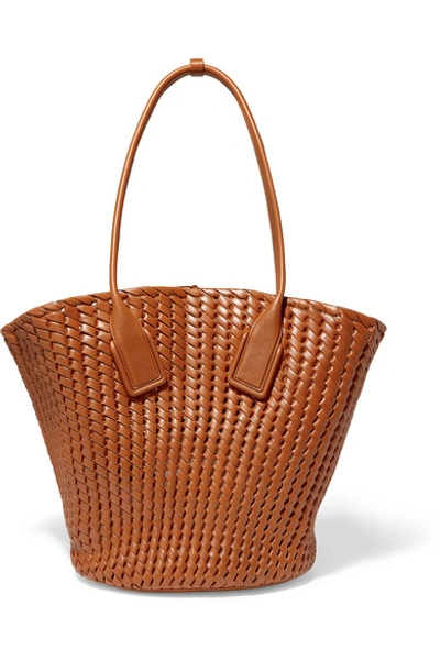 Shop Bottega Veneta Basket Intrecciato Leather Tote In Brown