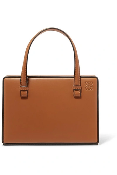 Shop Loewe Postal Small Leather Tote In Tan