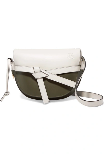 Shop Loewe Gate Small Two-tone Leather Shoulder Bag In White