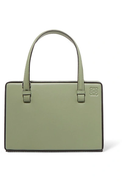 Shop Loewe Postal Small Leather Tote In Green