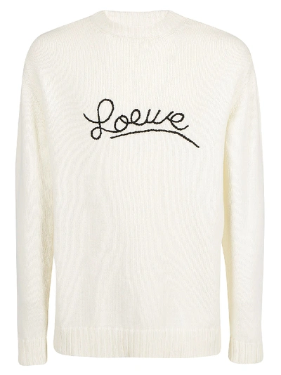 Shop Loewe Logo Knitted Jumper In White