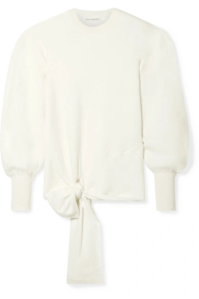 Shop Ulla Johnson Tatiana Tie-front Merino Wool Sweater In Ivory