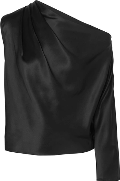 Shop Michelle Mason One-sleeve Silk-charmeuse Top In Black