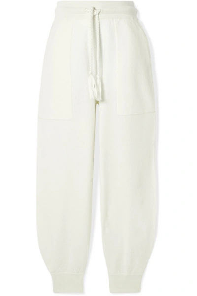 Shop Ulla Johnson Morgana Cropped Merino Wool Track Pants In White