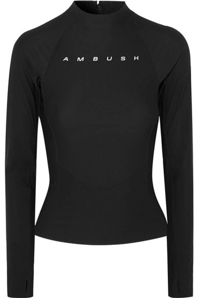Shop Ambush Printed Stretch-scuba Top In Black