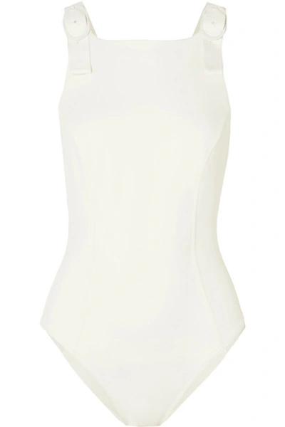 Shop Medina Typhoon Buckled Swimsuit In Ivory