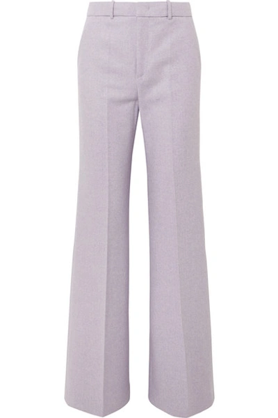 Shop Joseph Jess Herringbone Wool-blend Bootcut Pants In Lilac