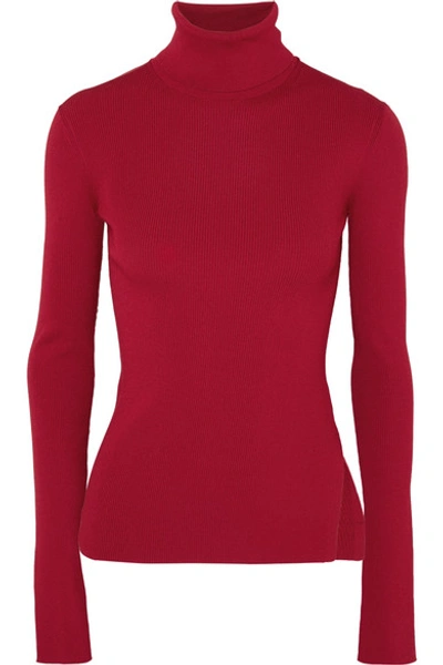 Shop Helmut Lang Ribbed-knit Turtleneck Sweater In Red
