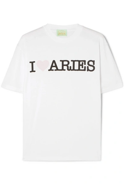 Shop Aries Printed Cotton-jersey T-shirt In White