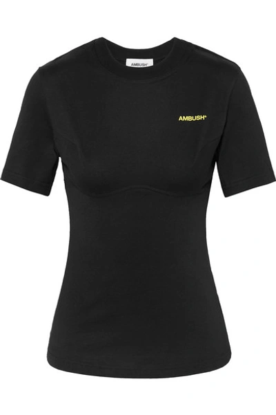 Shop Ambush Printed Cotton-jersey T-shirt In Black