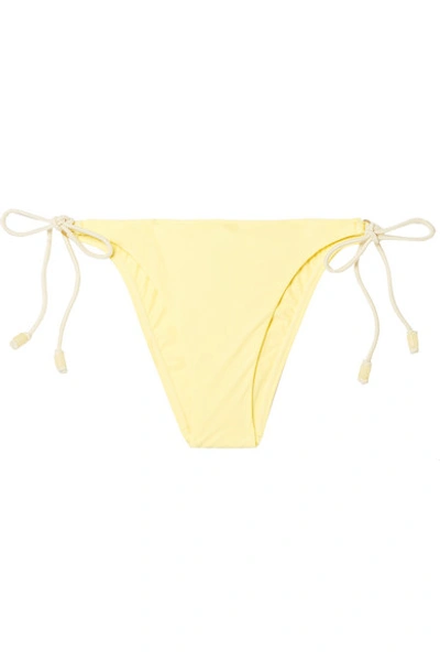 Shop Vix Sunkisses Julie Bead-embellished Bikini Briefs In Yellow