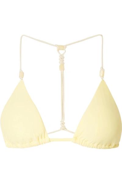 Shop Vix Sunkisses Julie Bead-embellished Triangle Bikini Top In Pastel Yellow