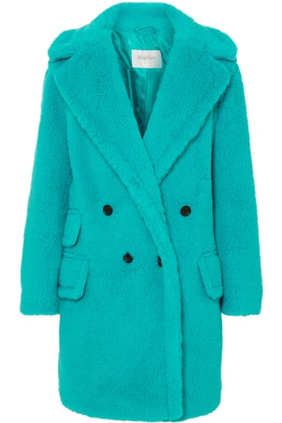 Shop Max Mara Adenia Alpaca, Wool And Silk-blend Coat In Turquoise