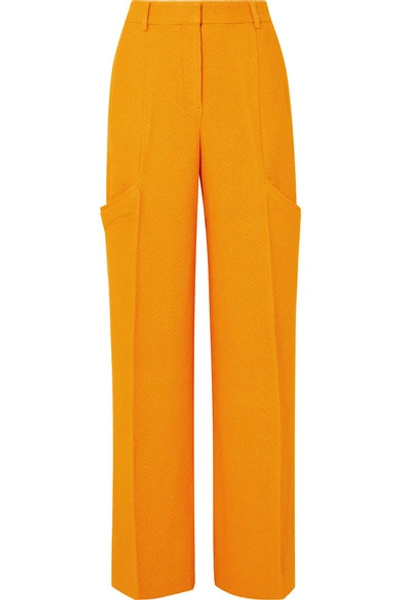 Shop Jacquemus Moyo Cloqué Straight-leg Pants In Orange