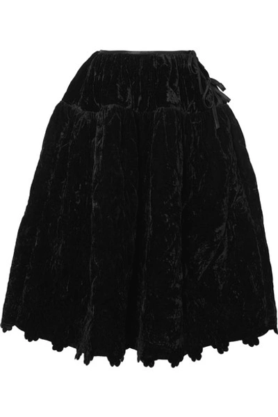 Shop Cecilie Bahnsen Rosie Quilted Velvet Midi Skirt In Black