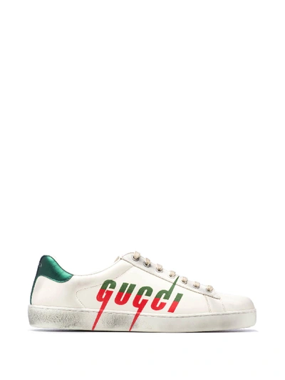 Shop Gucci Ace Blade Sneakers In White Red Verde